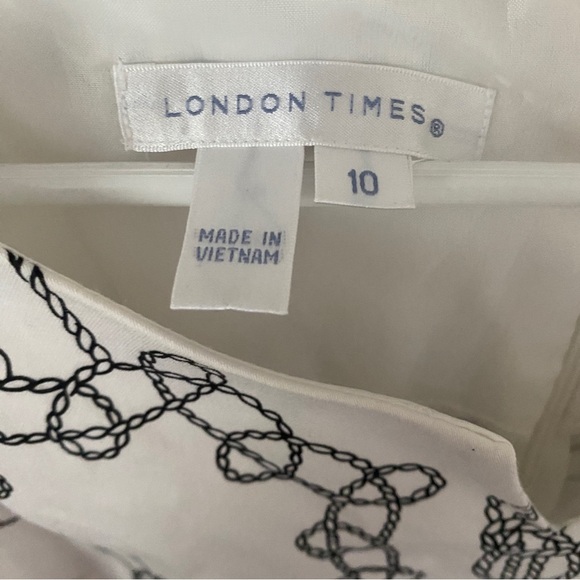 London Times Black and White Nautical Rope Sleeveless Boho Coastal Midi Dress 10 - Picture 8 of 8